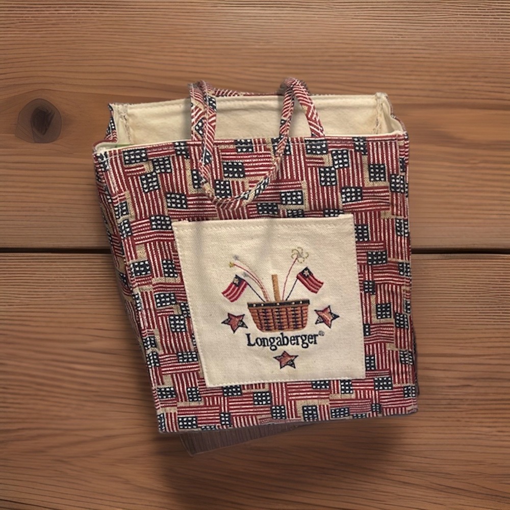 Longaberger Tote Old Glory Patriotic Purse Bag Lunch Americana Free Shipping USA